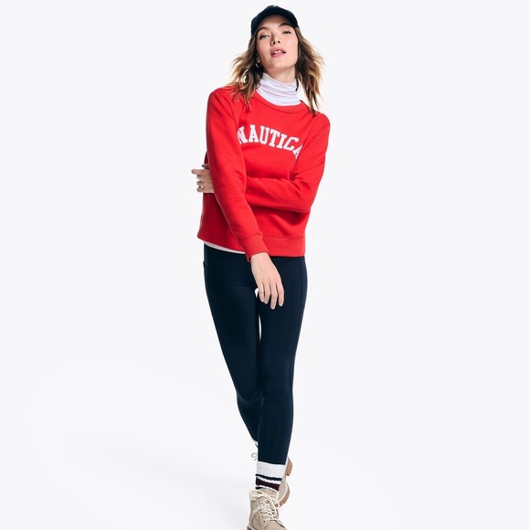 Nautica Logo Crewneck Sweatshirt Large Red Tomales- Large NEW - Picture 4 of 7